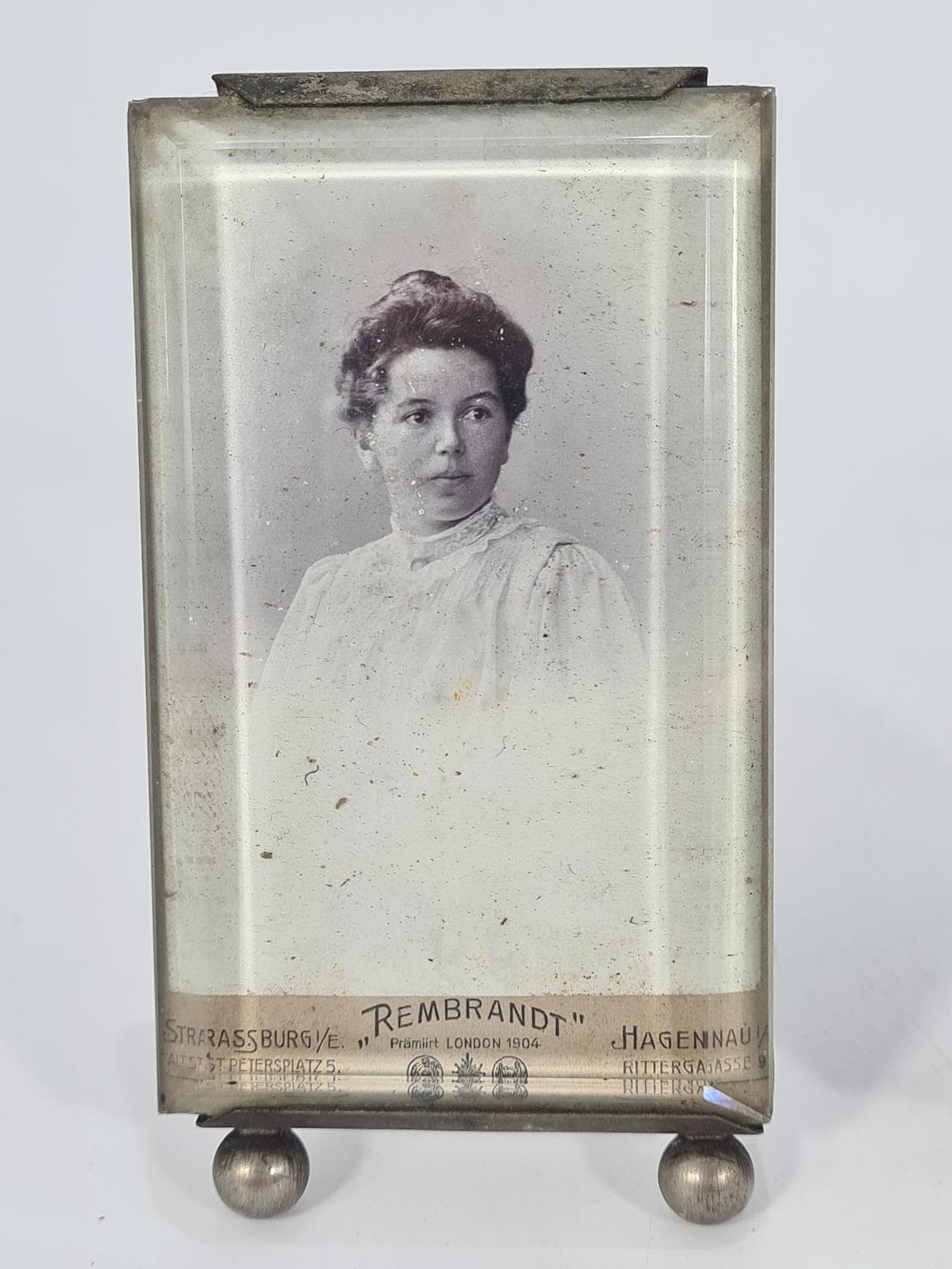 Para ramek na zdjęcia Belle Époque, szkło transparentne, metal, Francja, lata 1900. - 223338