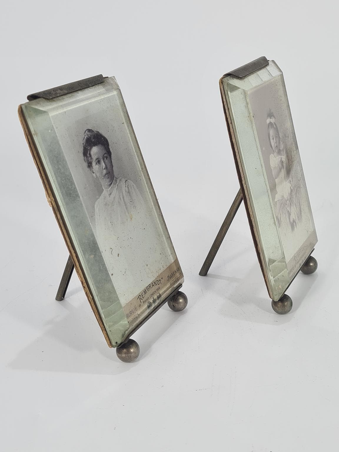 Para ramek na zdjęcia Belle Époque, szkło transparentne, metal, Francja, lata 1900. - 223335