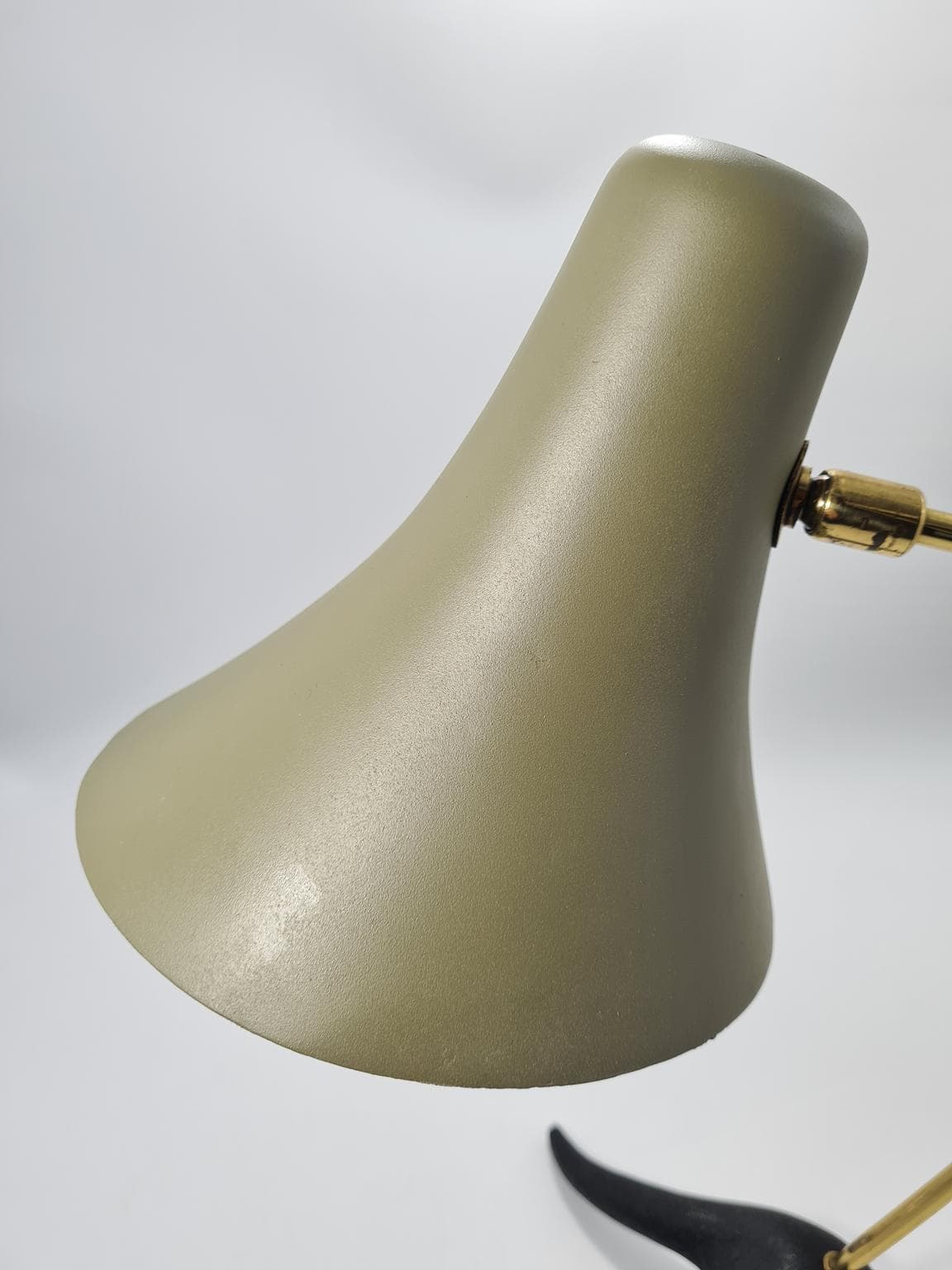 Lampa stołowa, Mid-Century Modern, oliwkowy, szary, mosiądz, czarny, metal, mosiądz, Europa, lata 60. - 223361