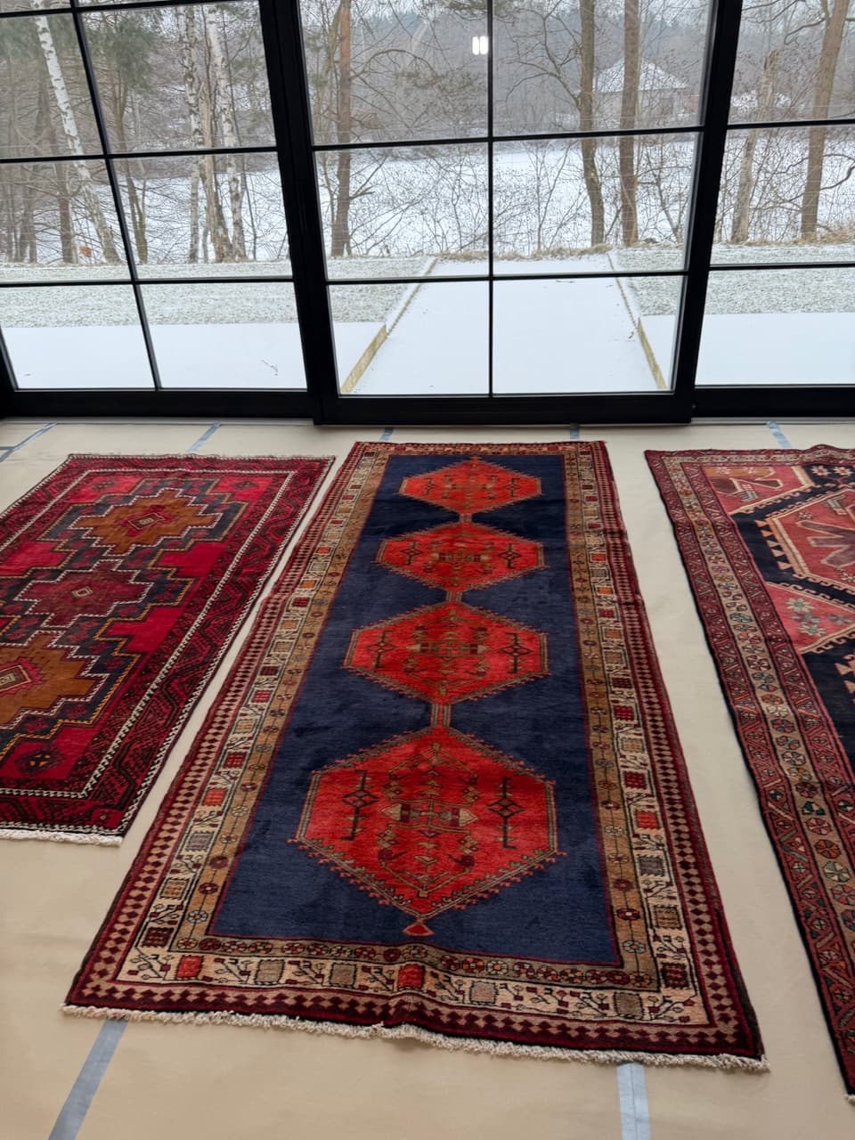 Chodnik Hamadan 310x140 cm, granatowy, wełna, Iran - 223396