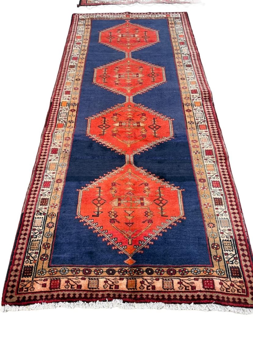 Chodnik Hamadan 310x140 cm, granatowy, wełna, Iran