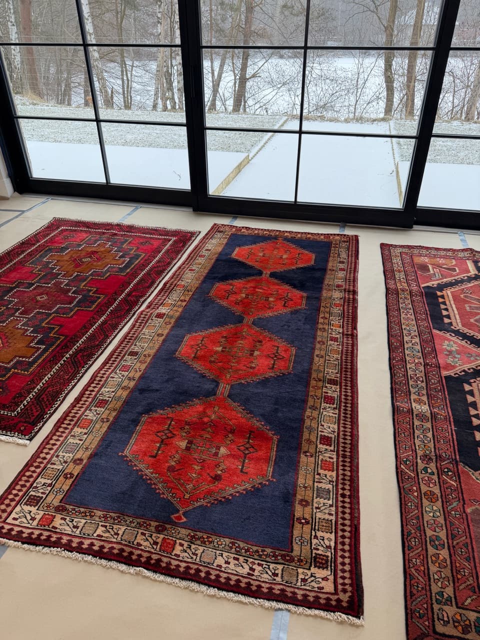 Chodnik Hamadan 310x140 cm, granatowy, wełna, Iran - 223397