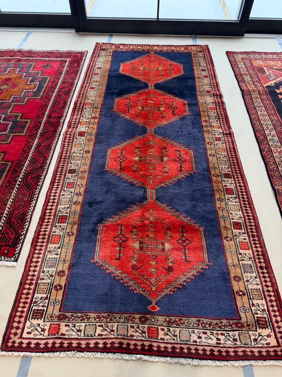 Chodnik Hamadan 310x140 cm, granatowy, wełna, Iran - 223398