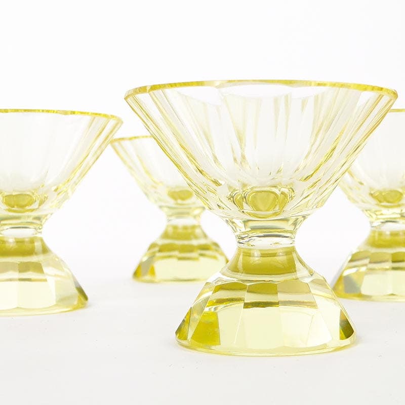 Komplet kieliszków Art Deco, żółty, kryształ, Czechy, lata 20. - 223429