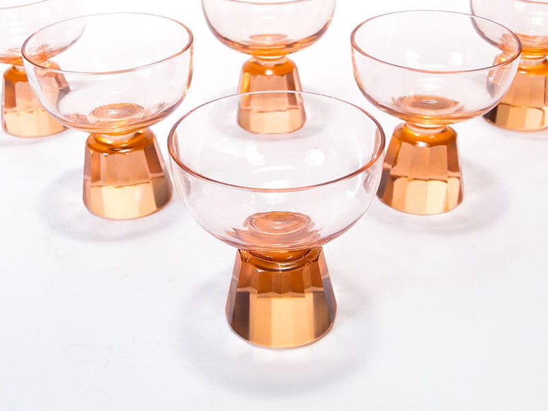 Komplet kieliszków Art déco, kryształ różowy, Bohemia, lata 20. - 223431