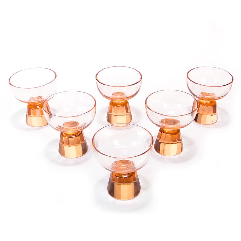 Komplet kieliszków Art déco, kryształ różowy, Bohemia, lata 20. - 223436