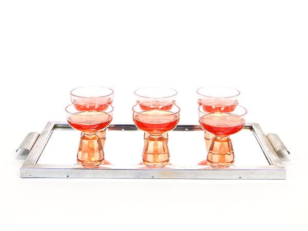 Komplet kieliszków Art déco, kryształ różowy, Bohemia, lata 20. - 223435