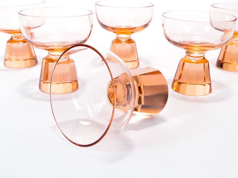 Komplet kieliszków Art déco, kryształ różowy, Bohemia, lata 20. - 223432