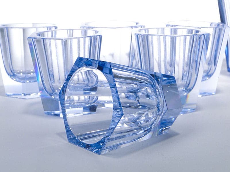 Serwis do wódki Art Deco, kryształ niebieski, Moser, Czechy, lata 20. - 223519