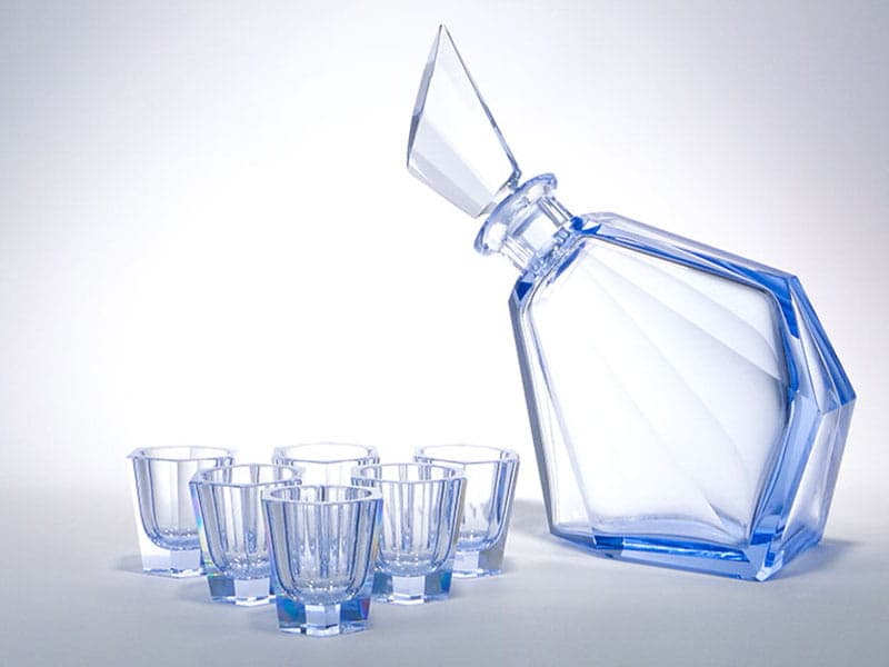 Serwis do wódki Art Deco, kryształ niebieski, Moser, Czechy, lata 20. - 223525