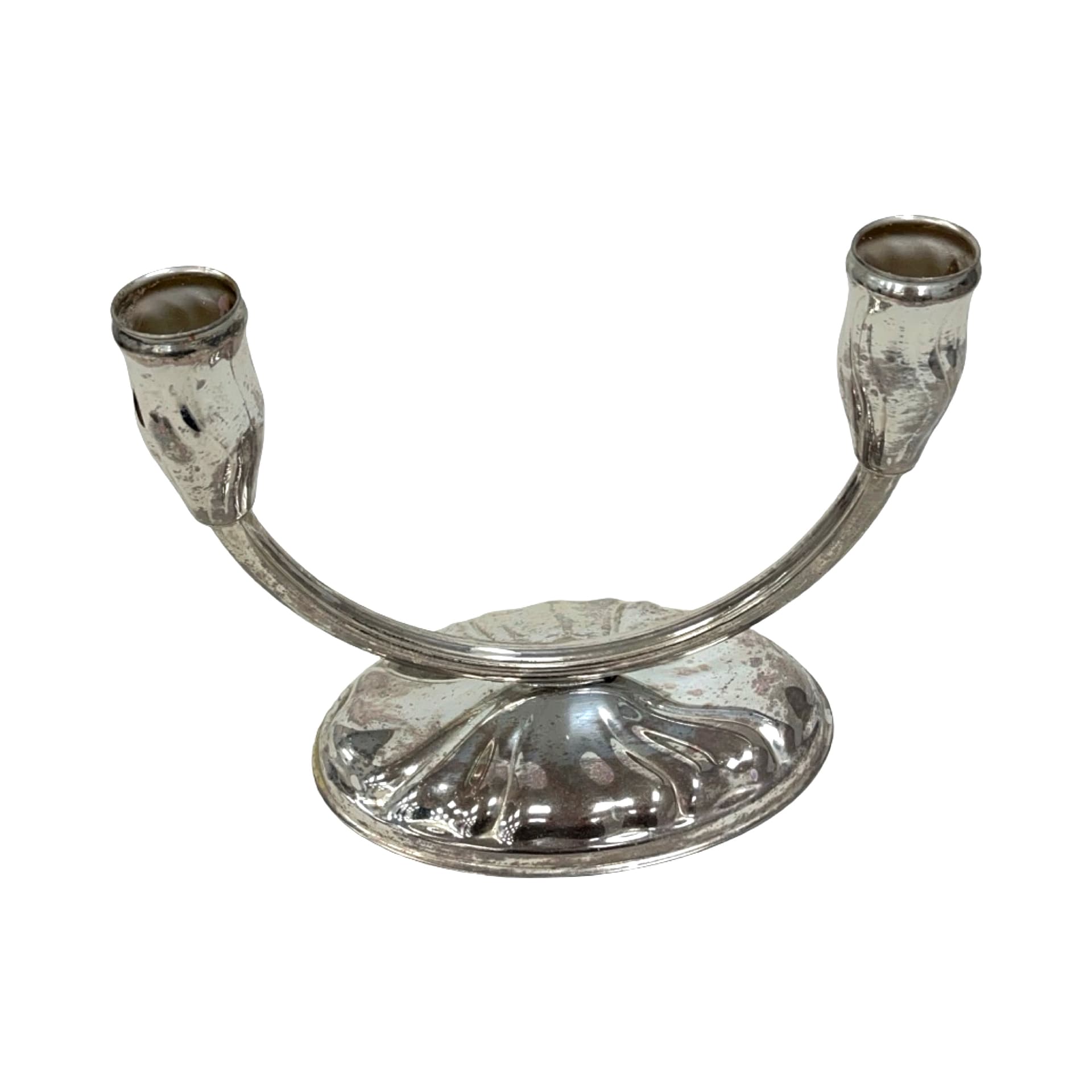 Świecznik Art Deco, srebrny, metal platerowany srebrem, Francja, lata 30. - 223546