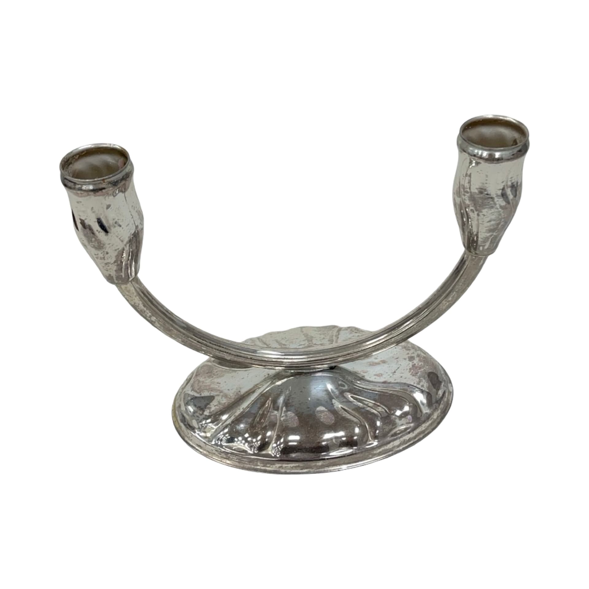 Świecznik Art Deco, srebrny, metal platerowany srebrem, Francja, lata 30. - 223548