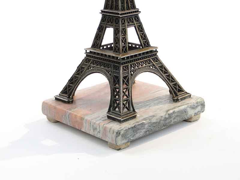 Model Wieży Eiffla, brąz ciemny, metal, marmur jasny, Francja, lata 50. - 223554