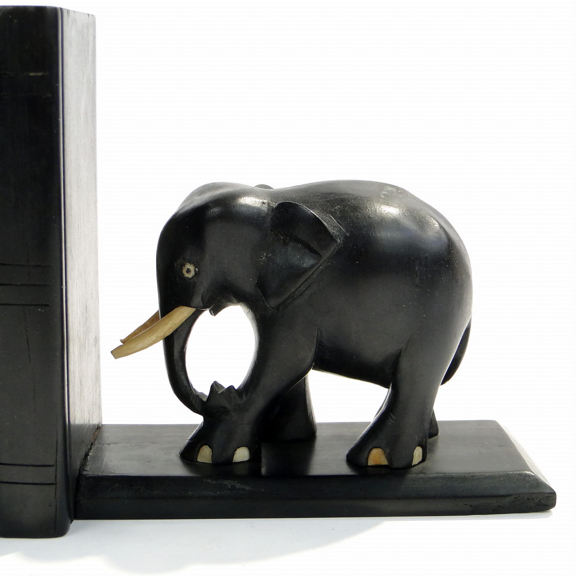 Para podpórek do książek, motyw słonia, palisander czarny, Sri Lanka, lata 50. - 223595