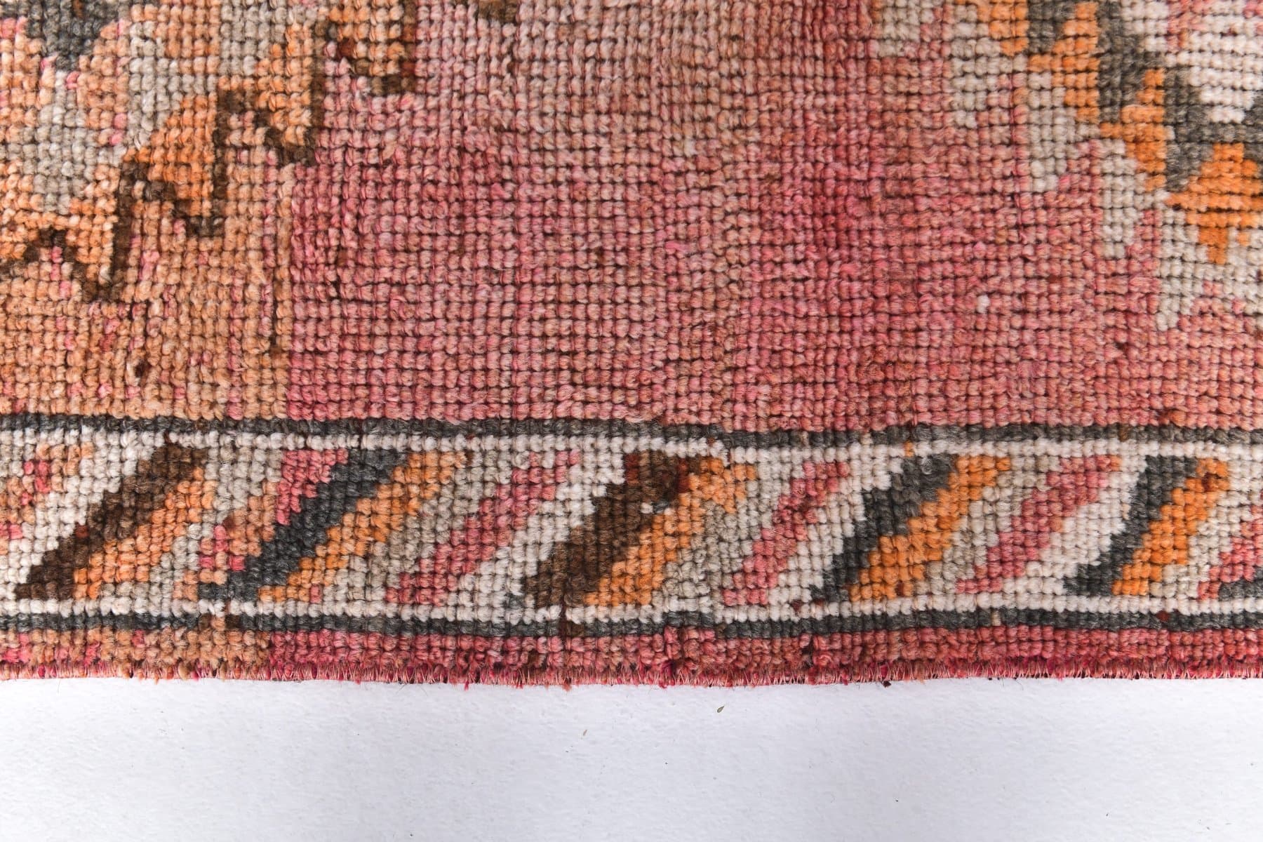 Chodnik 85x395 cm, pomarańczowy, beżowy, wełna, Turcja, lata 70. - 223831