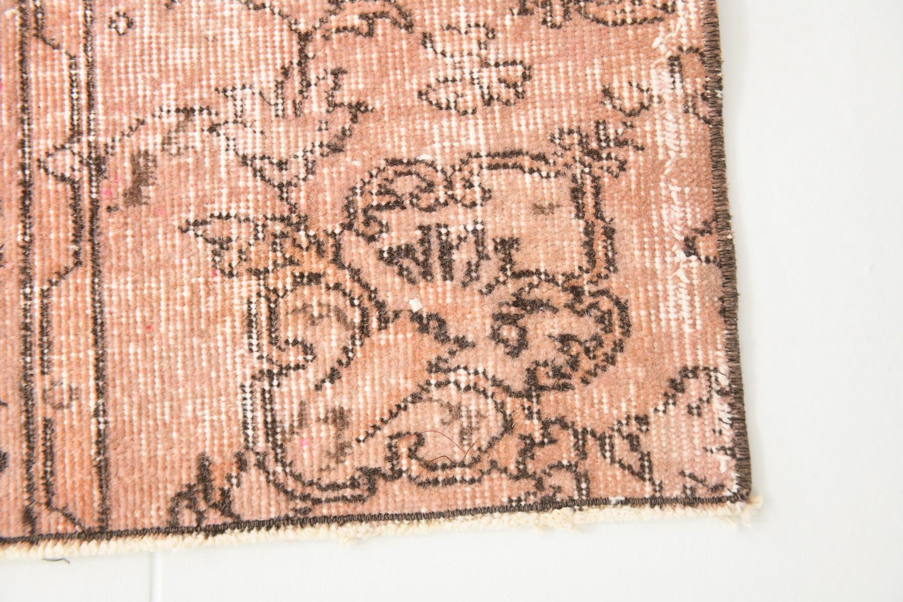 Chodnik 226x56 cm, różowy, wełna, Turcja, lata 70. - 223763