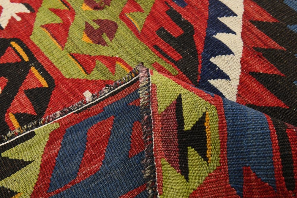 Kilim 130x219 cm, niebieski, oliwkowy, wełna, Turcja, lata 70. - 223750