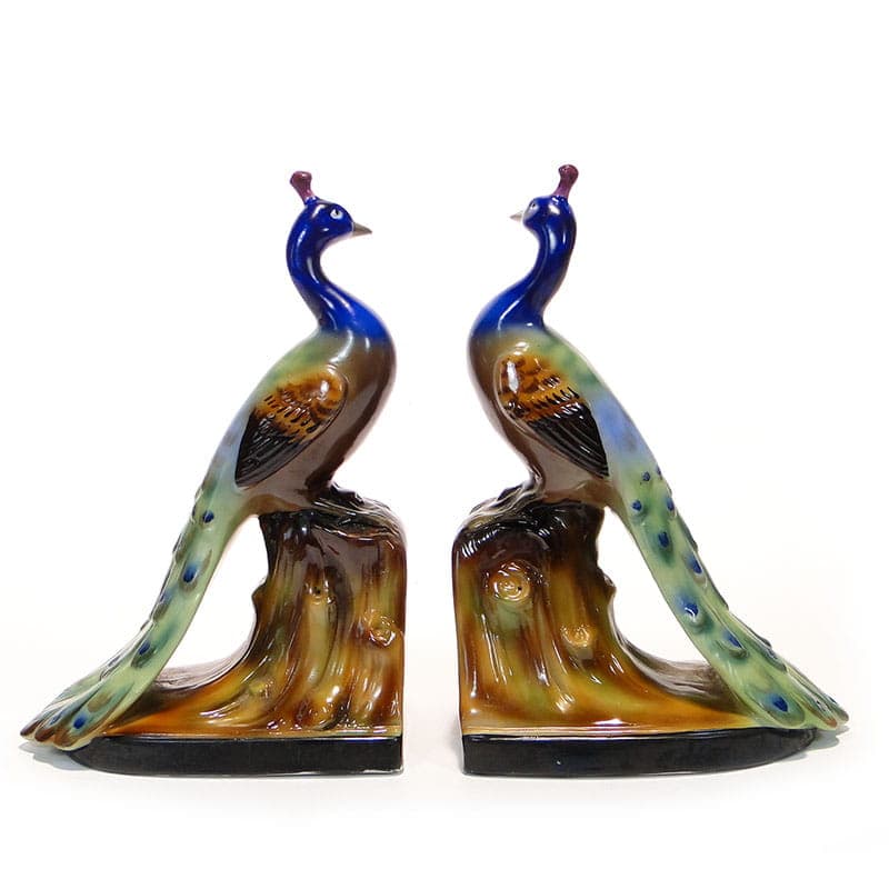 Para podpórek do książek Art Deco, multikolor, porcelana, Fasold & Stauch, Niemcy, lata 30.