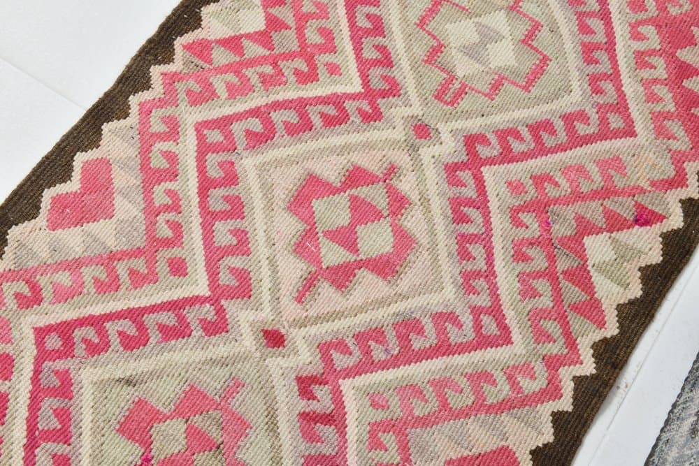 Kilim Rug 81x395 cm, pink, wool, Turkey, 1970s - 223715