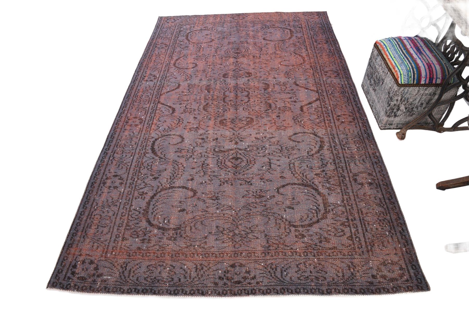 Dywan 166x268 cm, szaroniebieski, terakotowy, wełna, Turcja, lata 60. - 223652