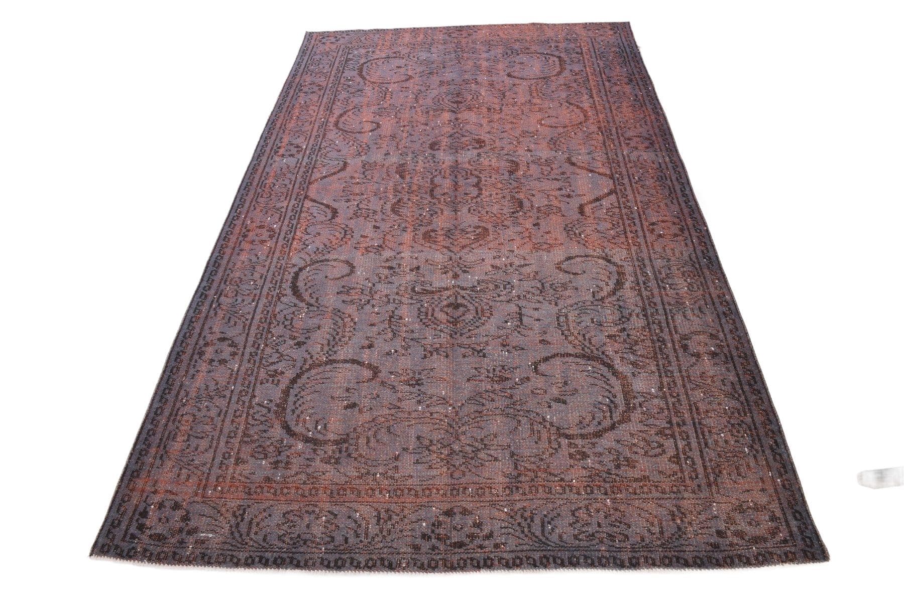 Dywan 166x268 cm, szaroniebieski, terakotowy, wełna, Turcja, lata 60.