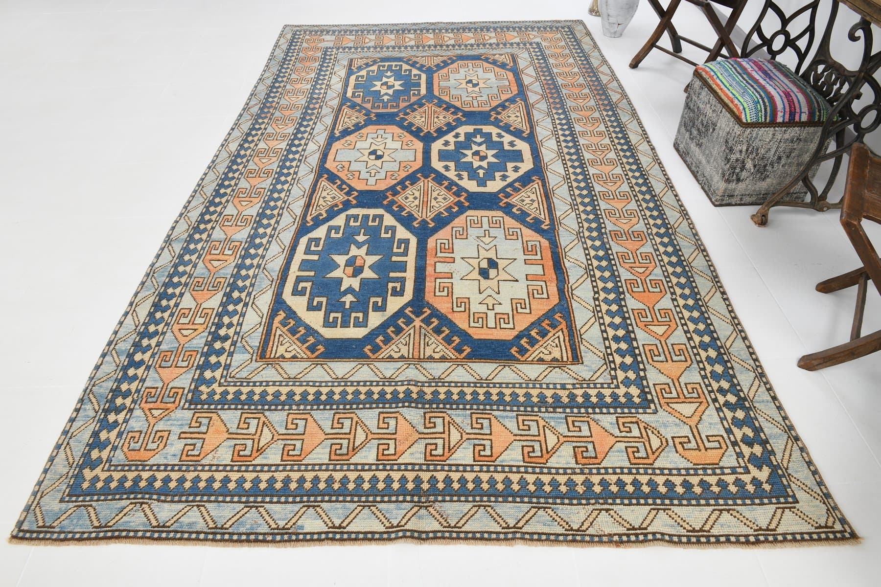 Dywan 328x188 cm, niebieski, wełna, Turcja, lata 60. - 223645