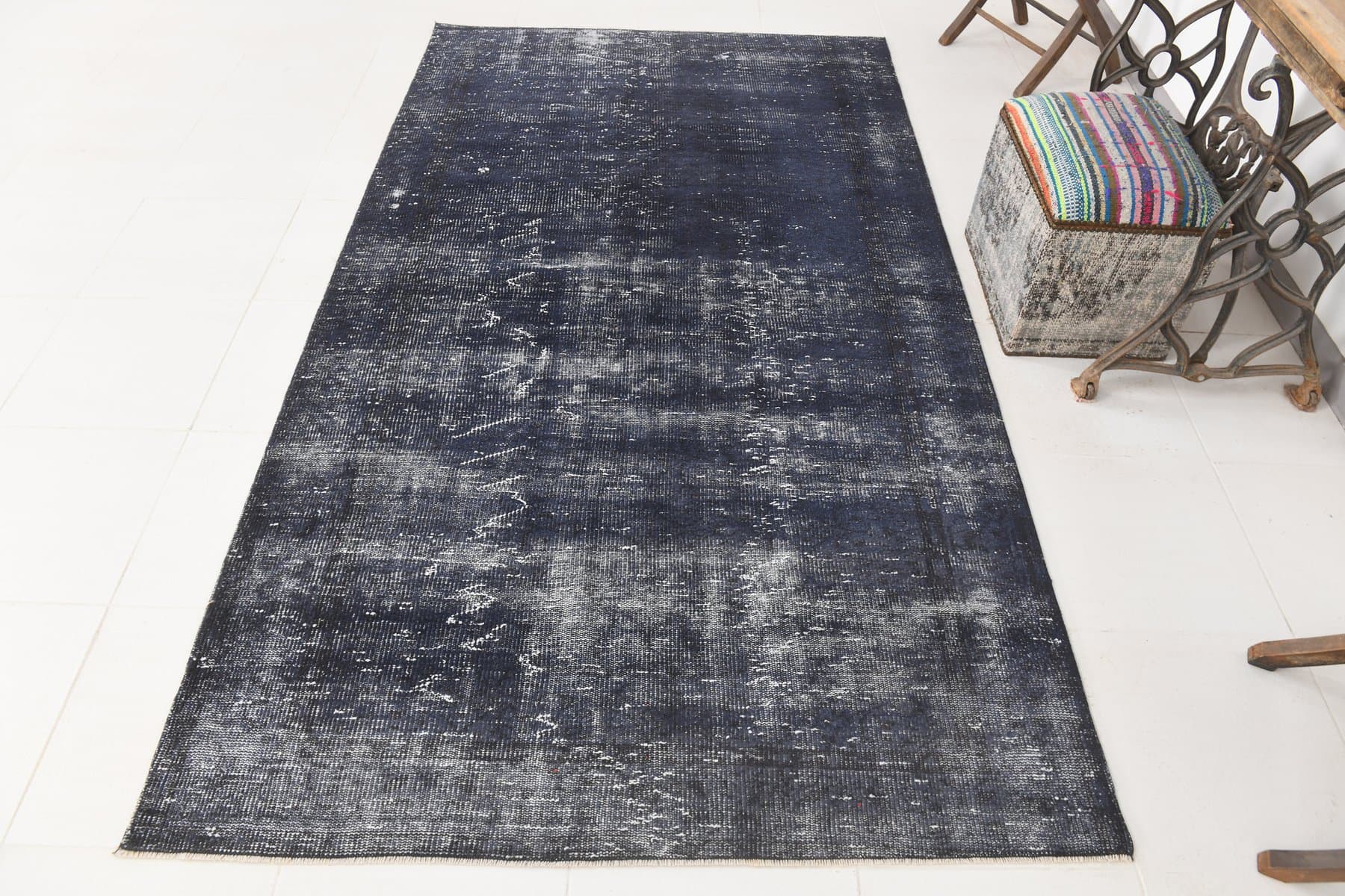 Dywan 145x264 cm, granatowy, wełna, Turcja, lata 70. - 224157