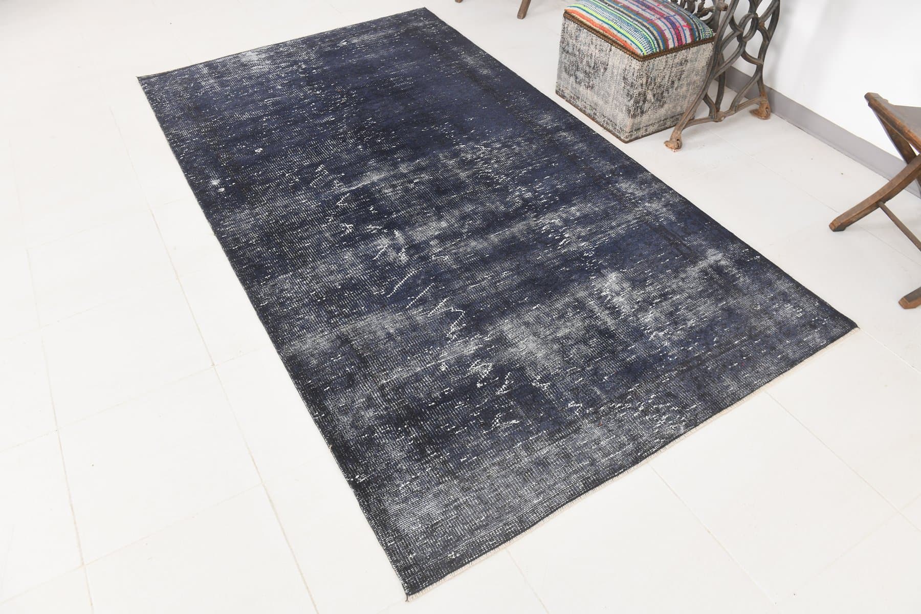 Dywan 145x264 cm, granatowy, wełna, Turcja, lata 70. - 224158