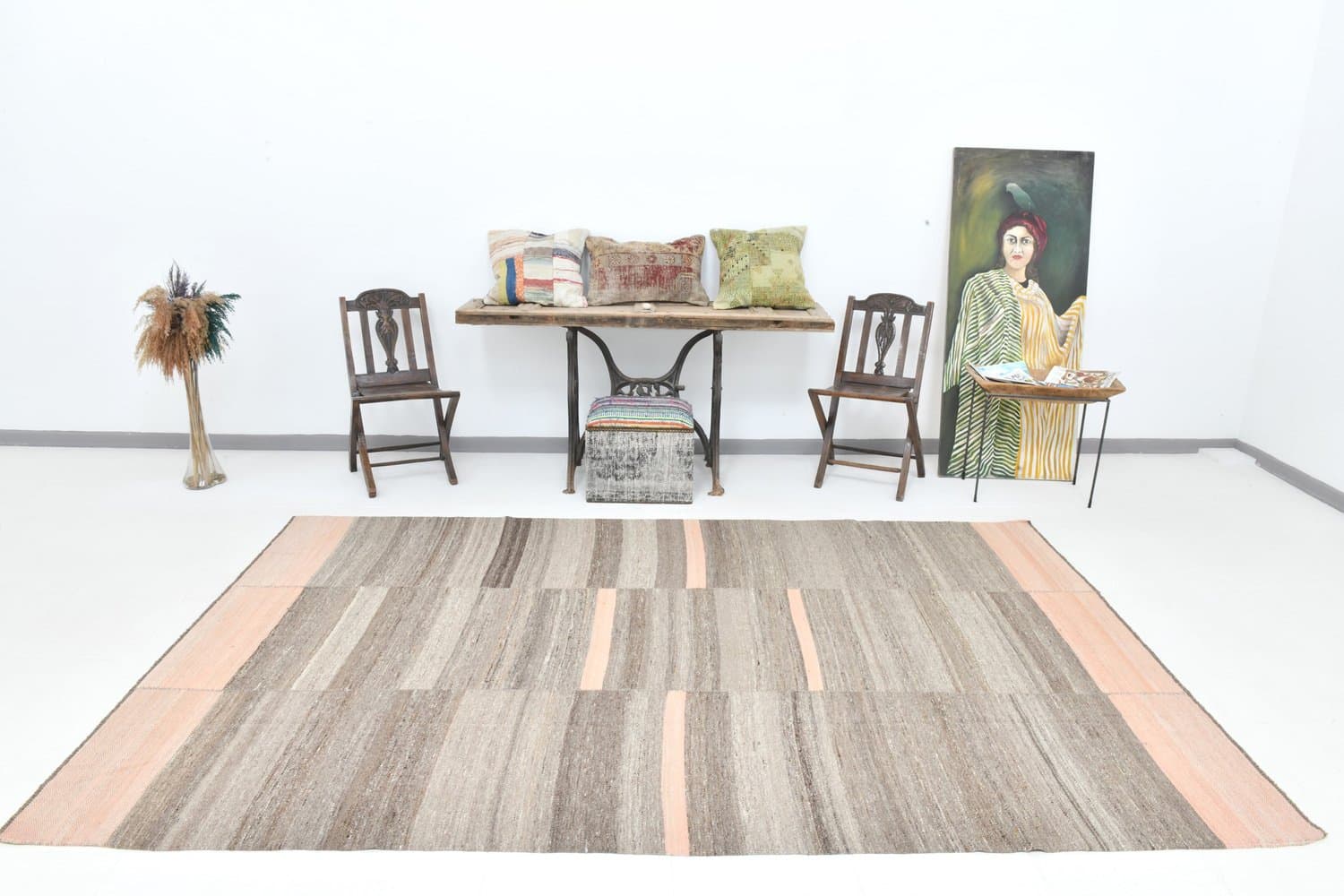 Kilim 188x304 cm, brązowy, wełna, Turcja, lata 70. - 224149
