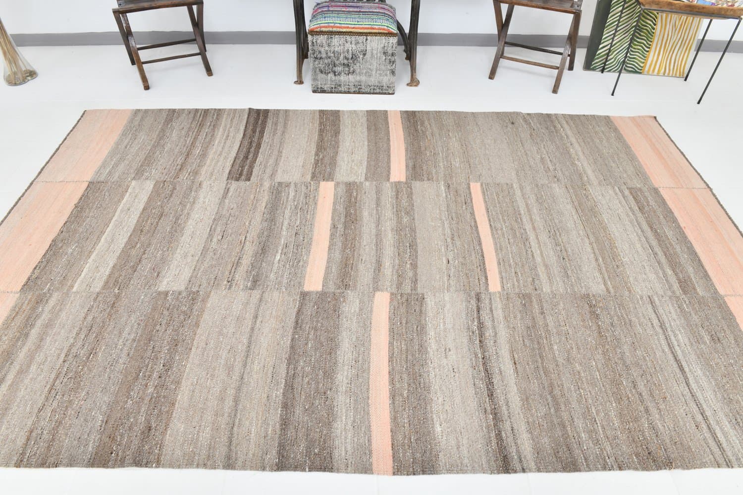 Kilim 188x304 cm, brązowy, wełna, Turcja, lata 70. - 224148