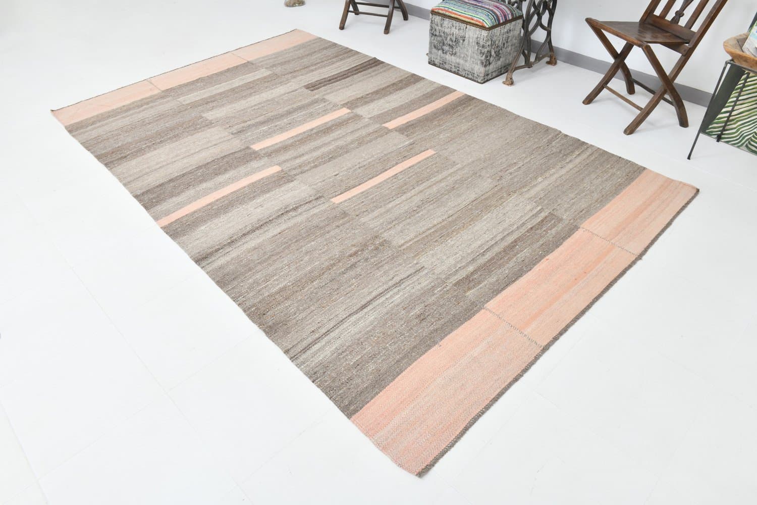Kilim 188x304 cm, brązowy, wełna, Turcja, lata 70. - 224145