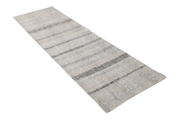 Chodnik kilim 243x70 cm, szary, wełna, Turcja, lata 70.