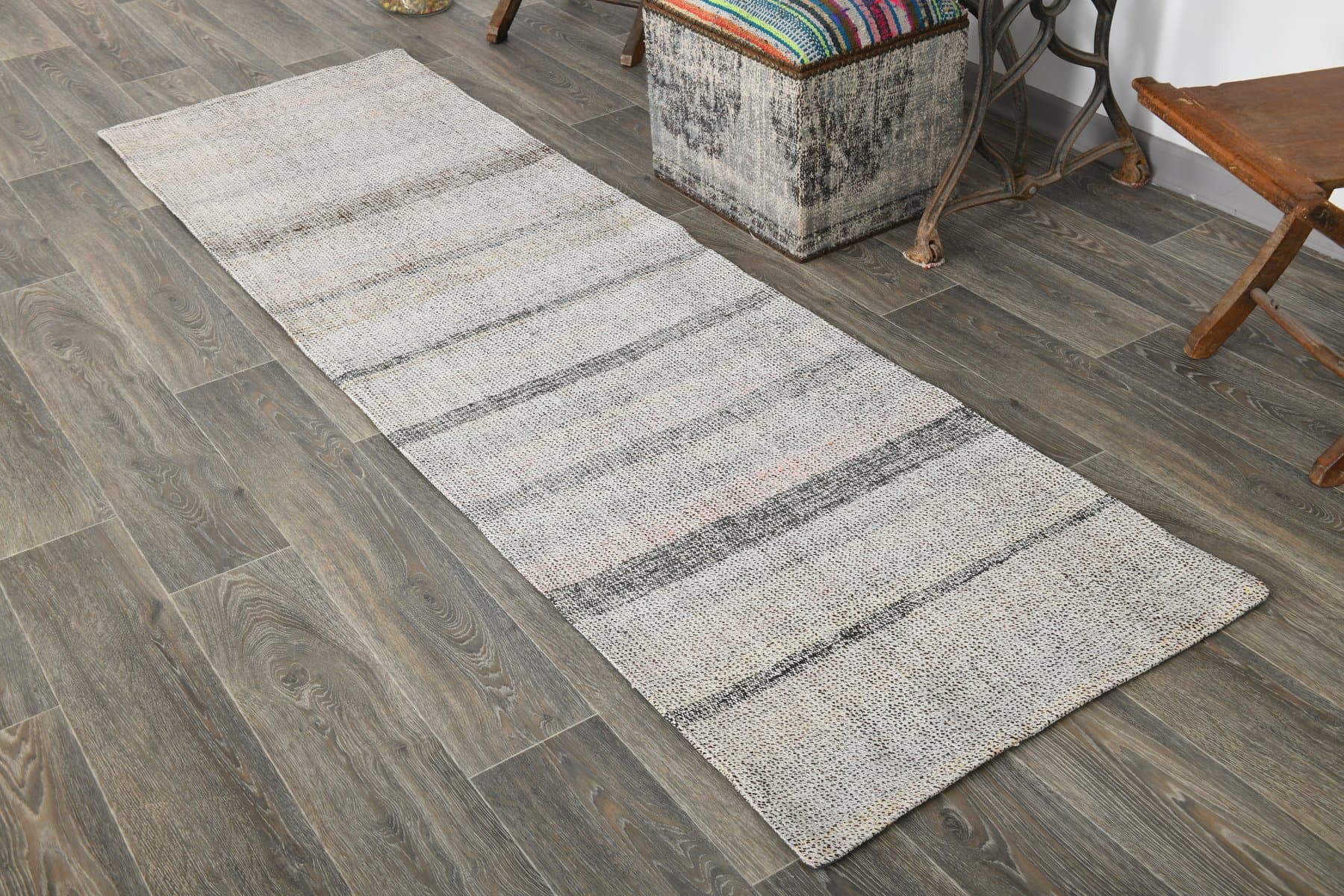 Chodnik kilim 243x70 cm, szary, wełna, Turcja, lata 70. - 224122