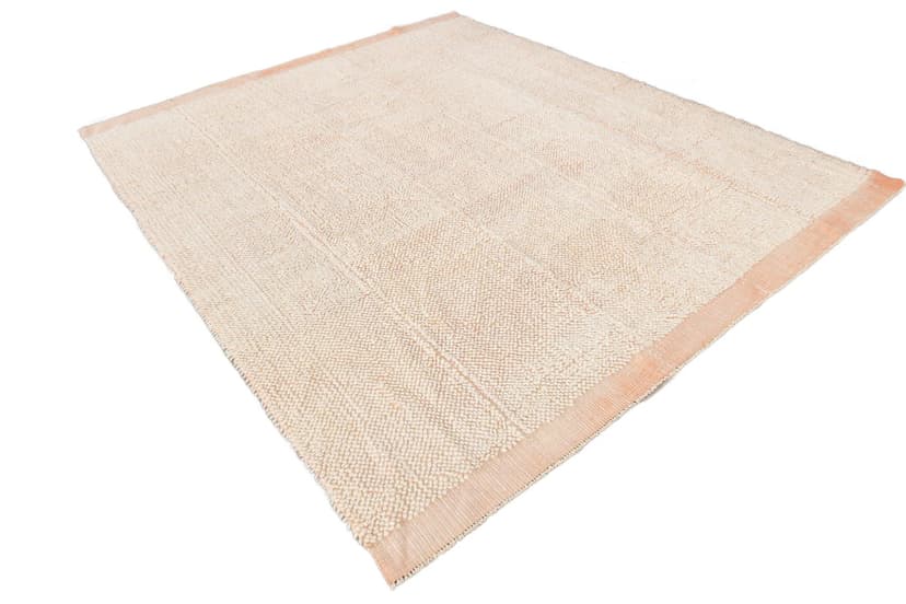 Kilim 306x253 cm, kremowy, łososiowy, wełna, Turcja, lata 70.