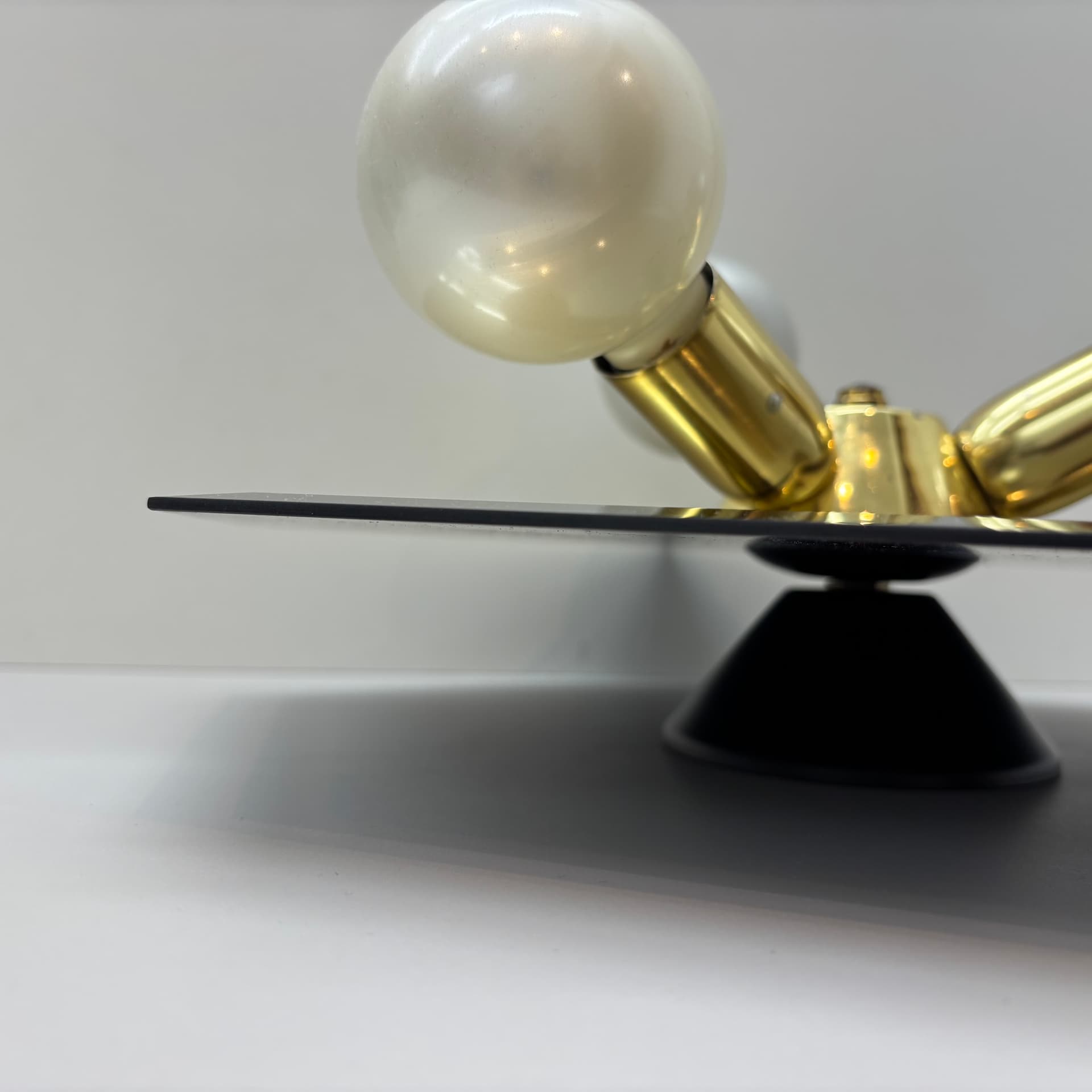 Plafon, lustrzany złoty, szkło, stal, Niemcy, lata 70. - 224050