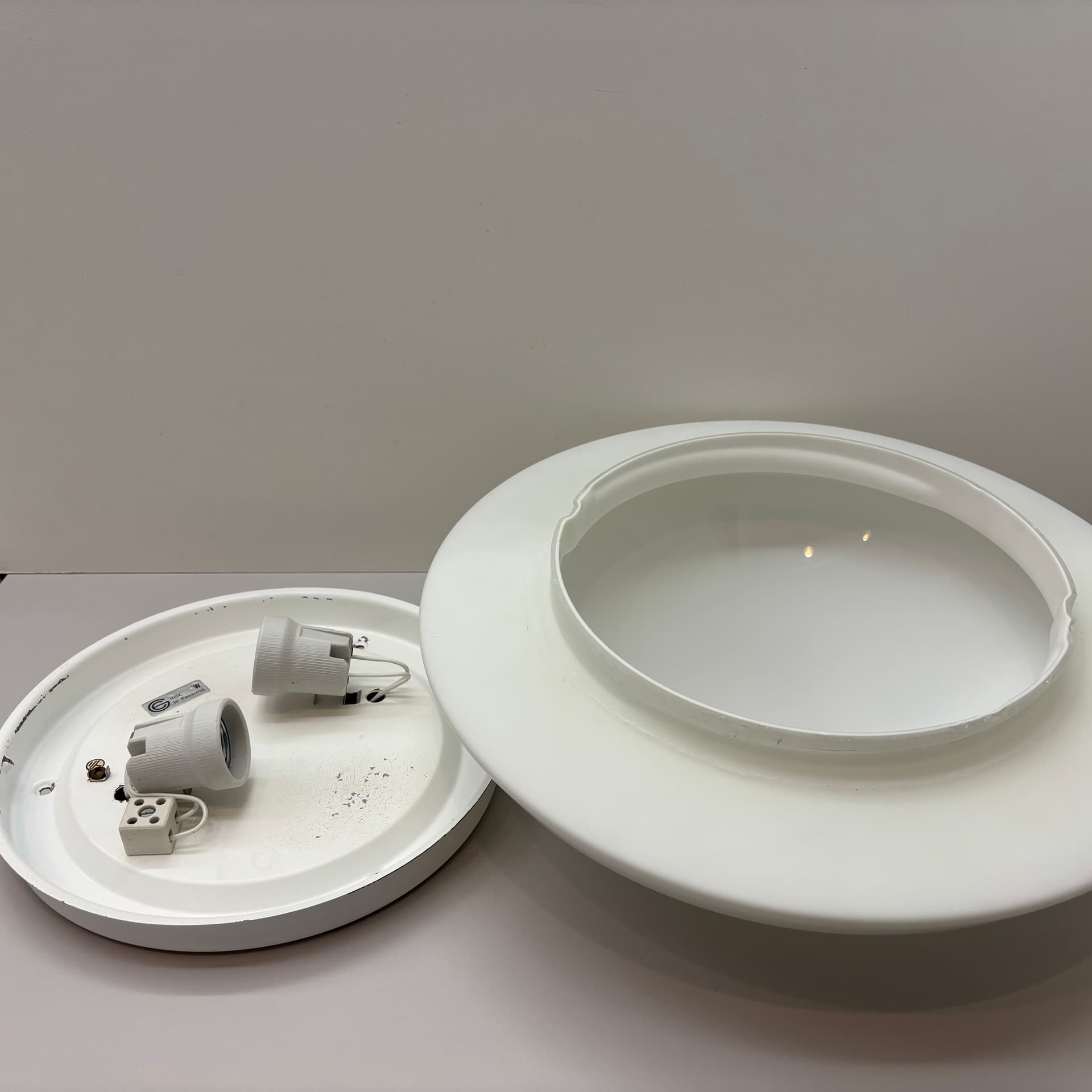 Ceiling Light Bauhaus, white, Germany, 1980s. - 224192