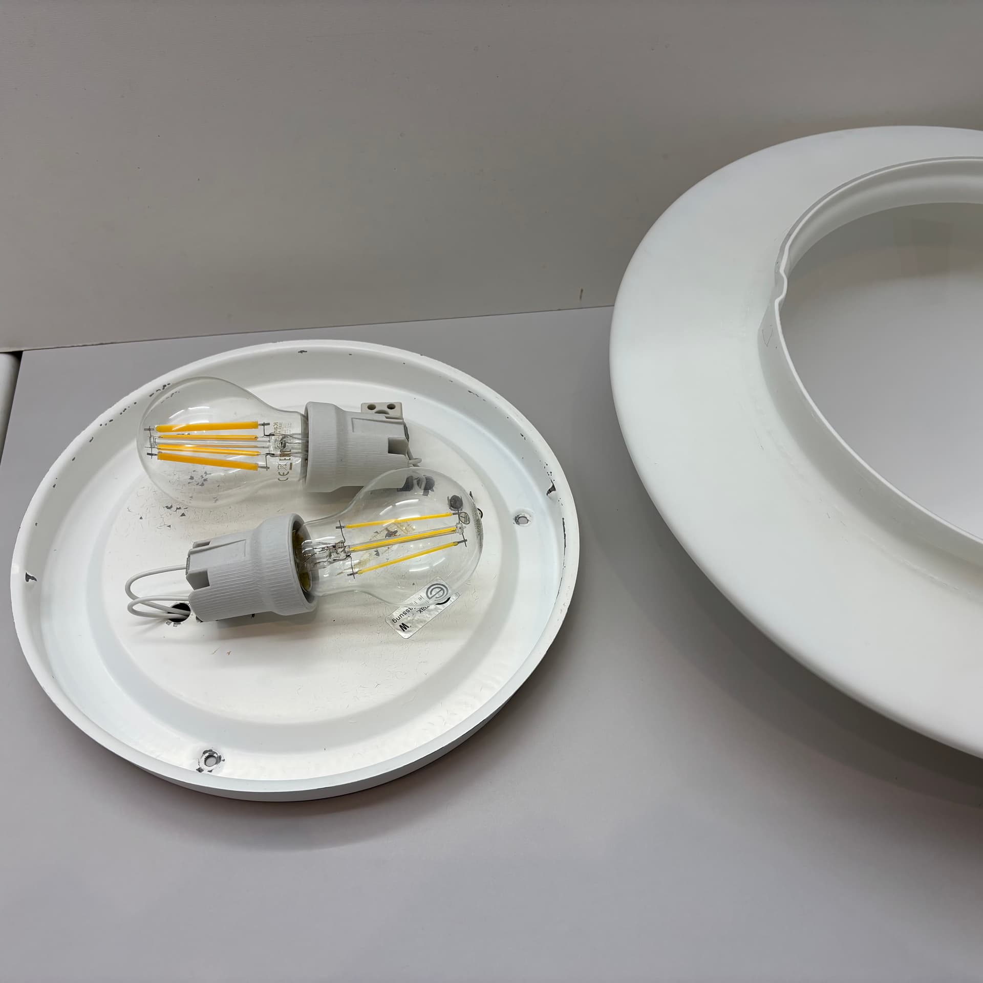 Ceiling Light Bauhaus, white, Germany, 1980s. - 224193