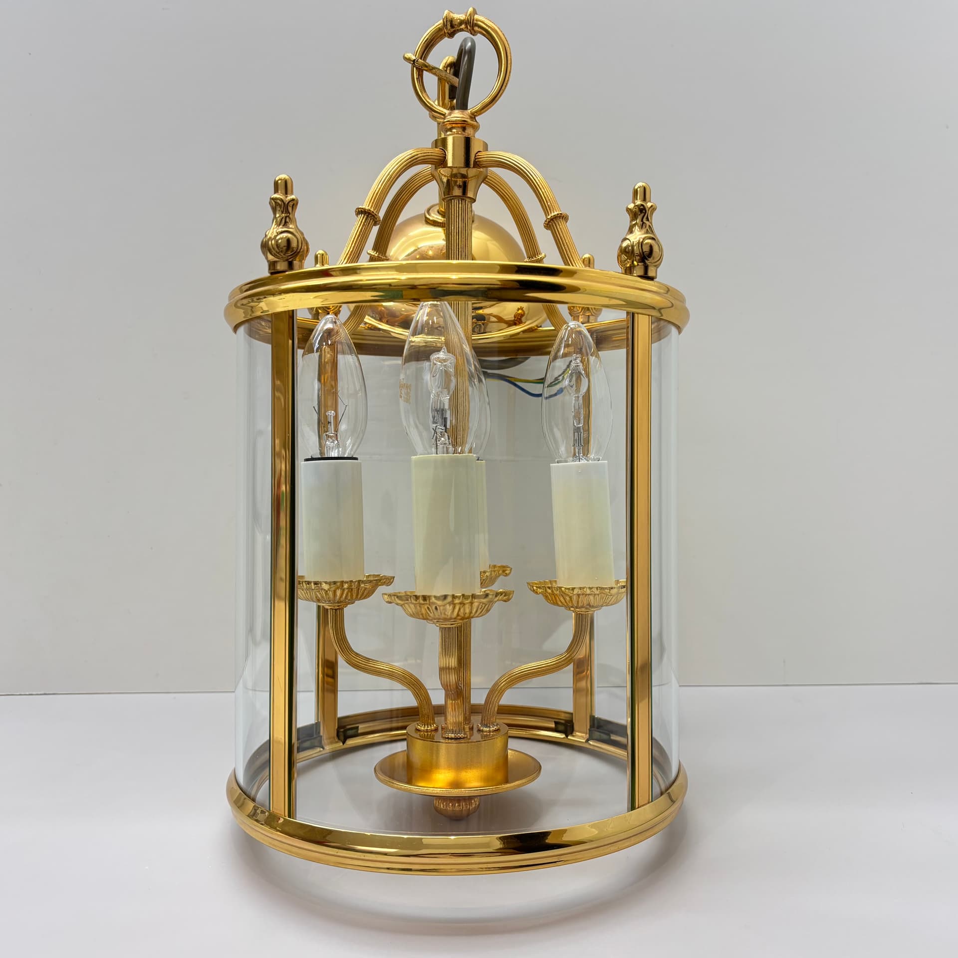 Pendant lamp, golden brass, glass, by G. Sciolari, Italy, 1970s. - 224264