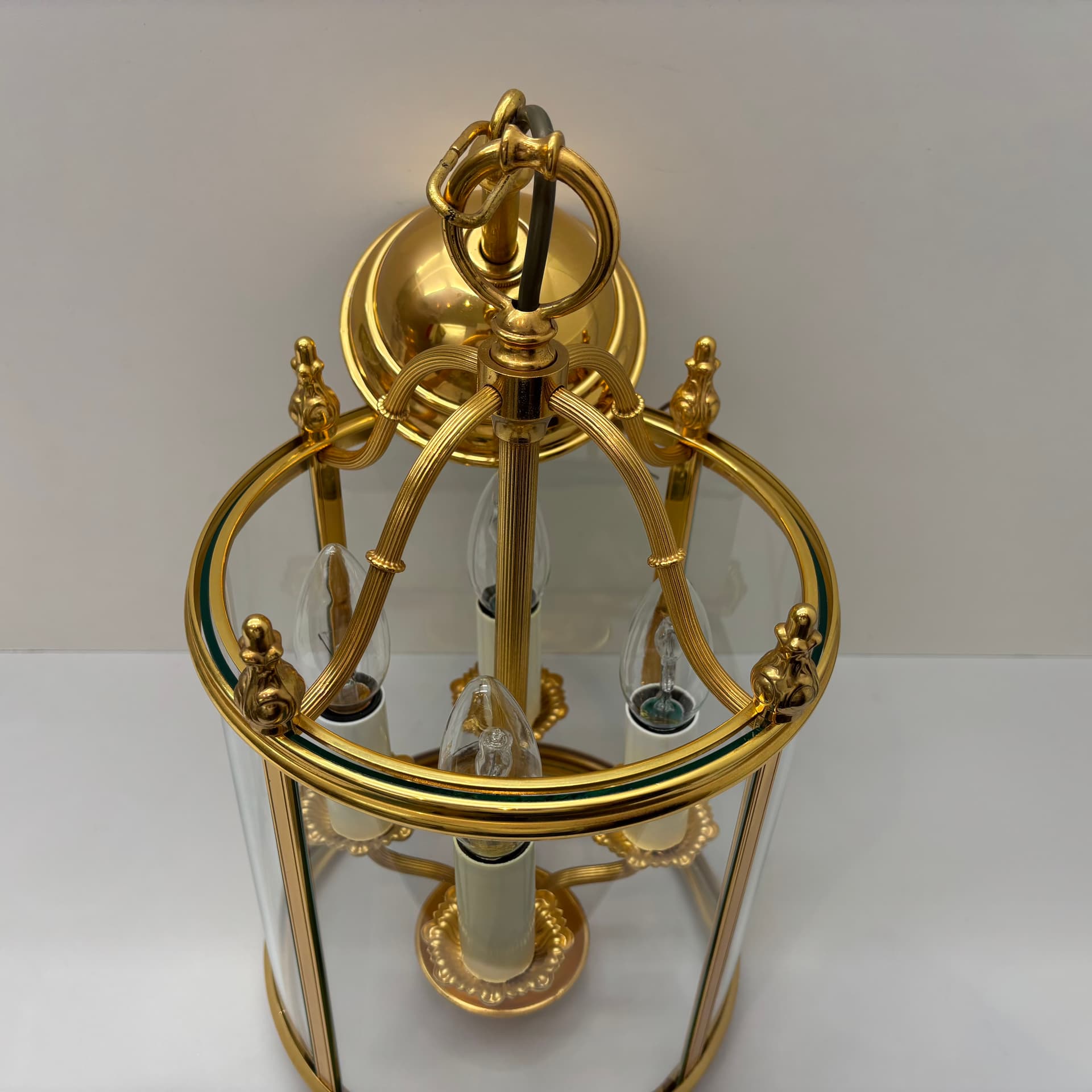 Pendant lamp, golden brass, glass, by G. Sciolari, Italy, 1970s. - 224263