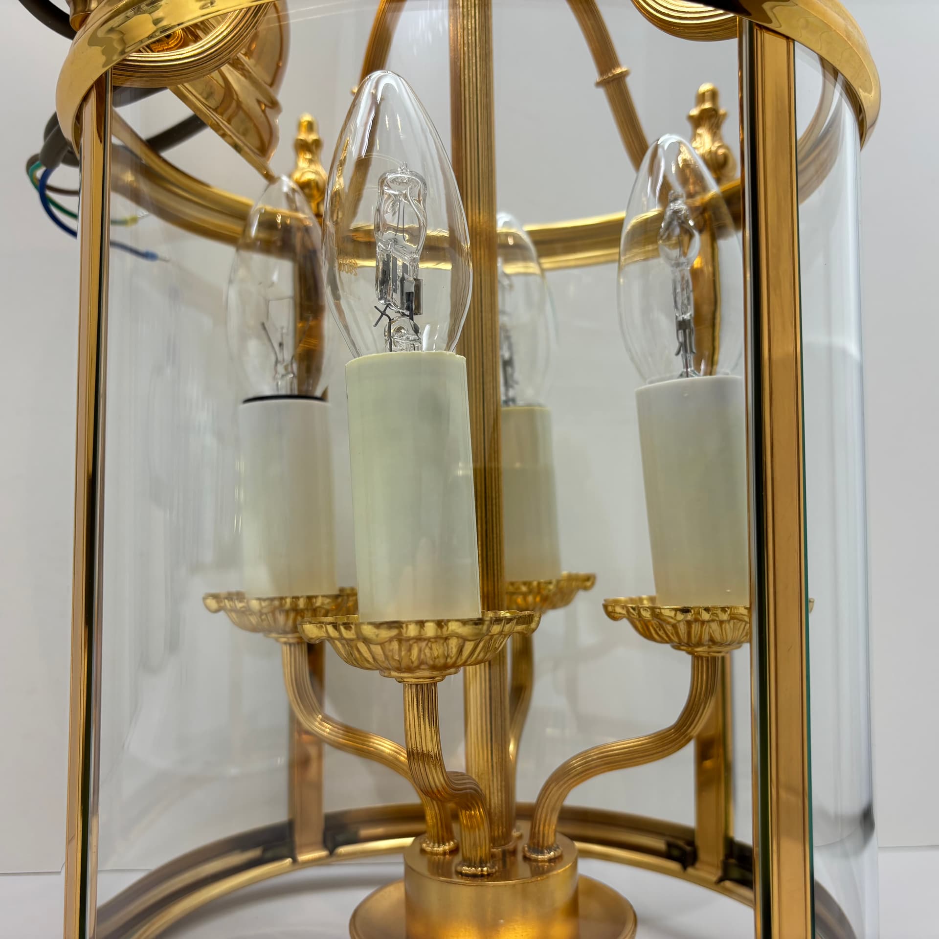 Pendant lamp, golden brass, glass, by G. Sciolari, Italy, 1970s. - 224265