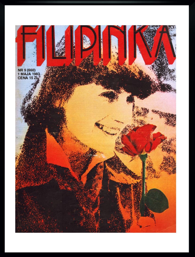 Okładka czasopisma FILIPINKA 30x40 cm, czerwony, aut. A. Bolimowski, W. Kuliński, Polska, lata 80.