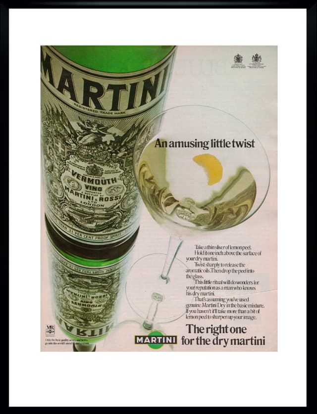 Reklama ścienna MARTINI 30x40 cm, multikolor, papier, plastik, USA, lata 70. - WYMIARY