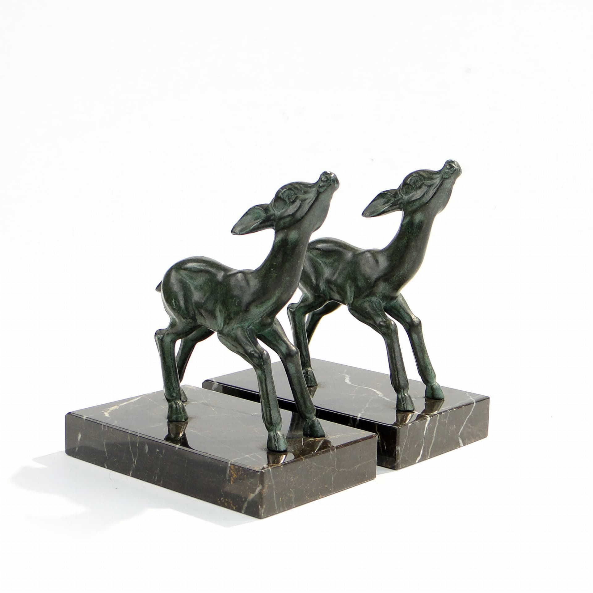 Podpórki do książek Art deco z sarenkami, Francja lata 20. - 224375