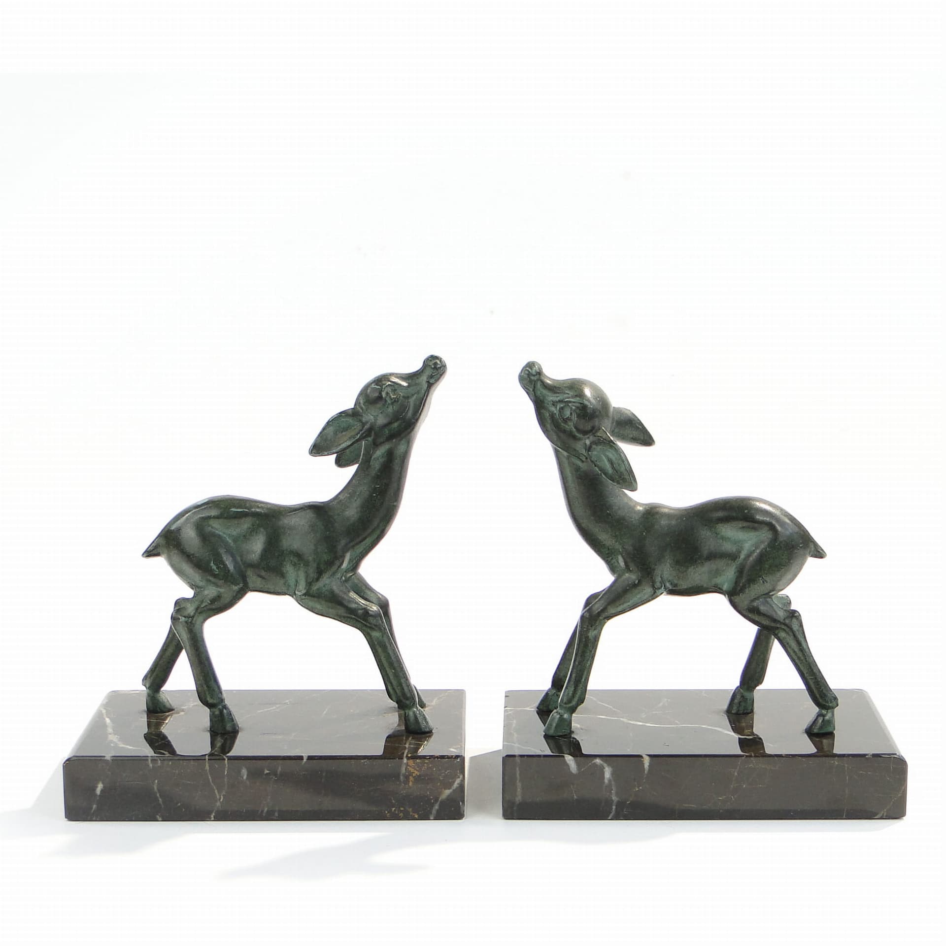 Podpórki do książek Art deco z sarenkami, Francja lata 20.