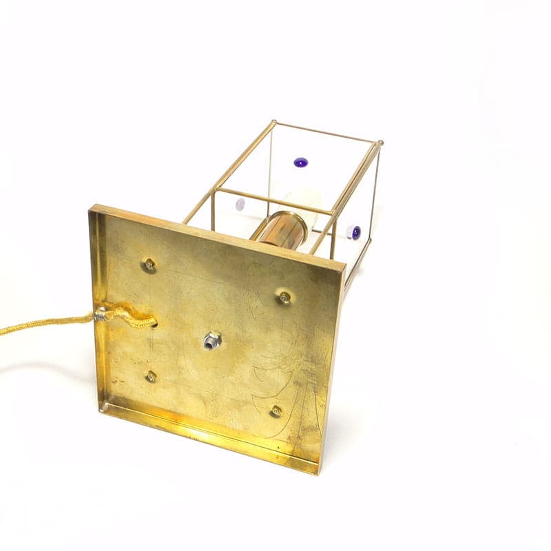 Lampa stołowa Art déco, mosiądz złoty, szkło, Warsztaty Wiedeńskie, Austria, lata 20. - 224421