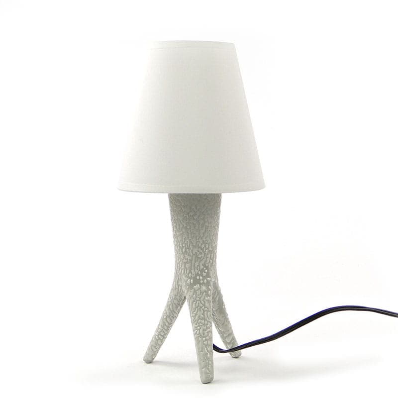 Lampa stołowa New Look, porcelit szary, proj. W. Gołajewska, Polska, lata 60.