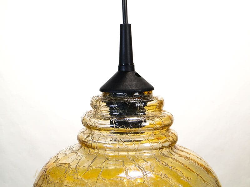 Lampa wisząca Pop Art, szkło sodowe brązowy, Polska, lata 70. - 224459