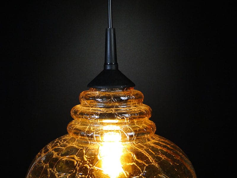 Lampa wisząca Pop Art, szkło sodowe brązowy, Polska, lata 70. - 224466