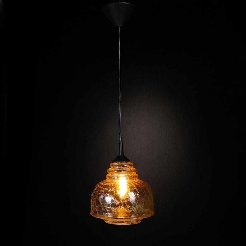 Lampa wisząca Pop Art, szkło sodowe brązowy, Polska, lata 70. - 224463