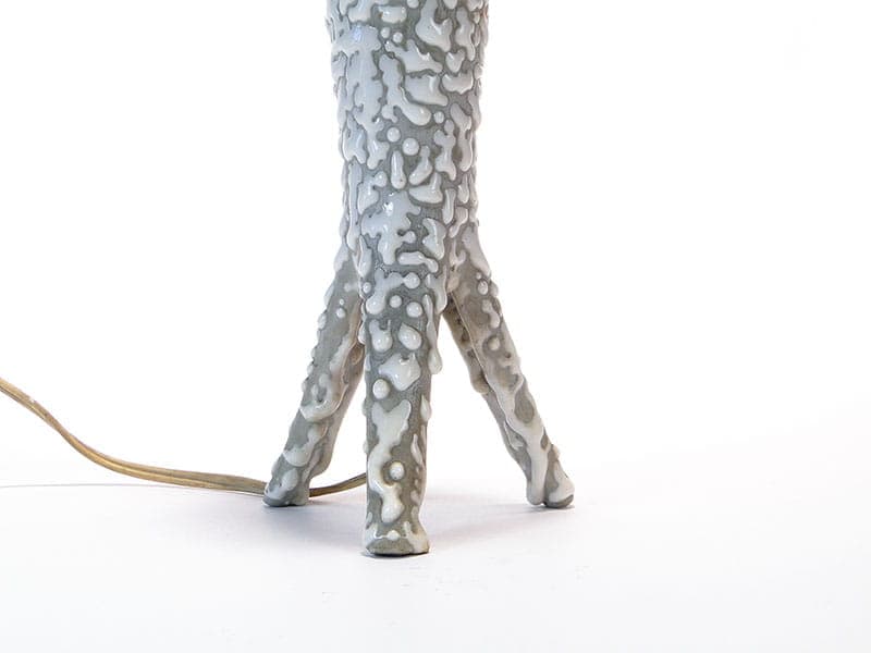 Lampa stołowa New Look, porcelit szary, szkło białe, proj. W. Gołajewska, Pruszków, Polska, lata 60. - 224488